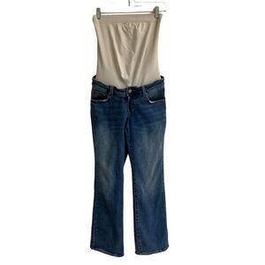 BLANQI medium wash full belly coverage flare denim jeans 10